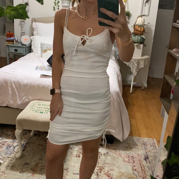 White Fox Ruched white dress small - Picture 2 of 10